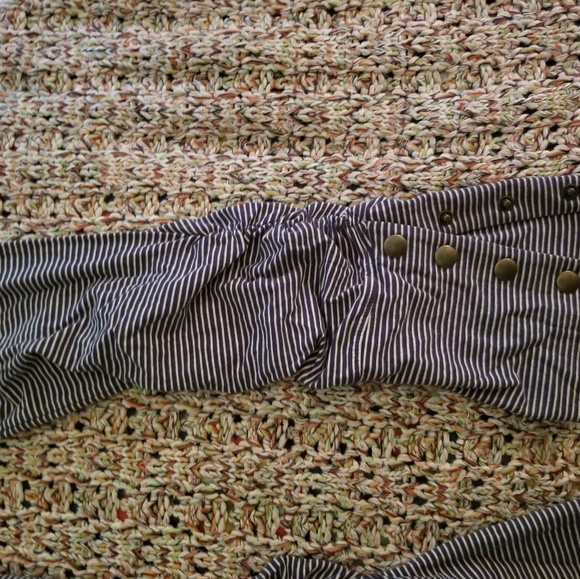 Free People Striped Leggings Blue/White Small - Picture 4 of 5